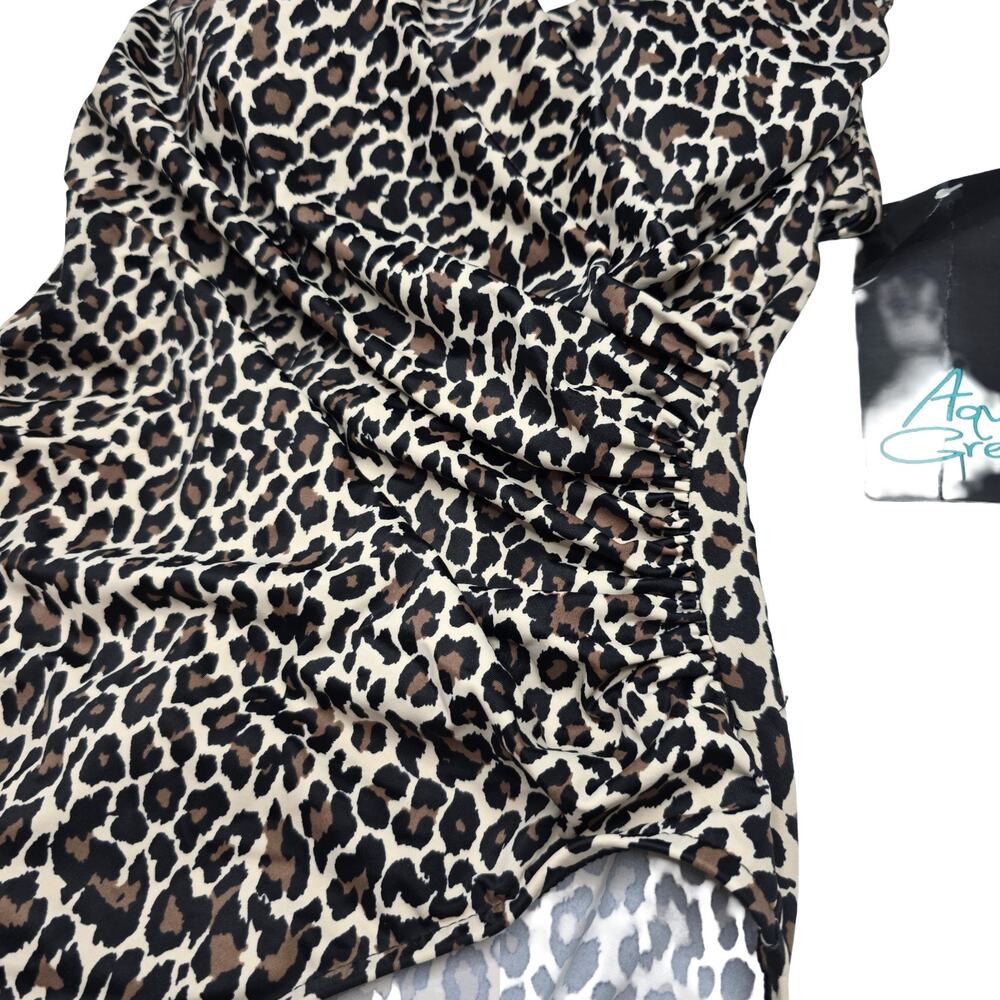 Aqua Green Leopard Print One Piece Swimsuit Ruched Molded Cups Medium NWT - Picture 10 of 10
